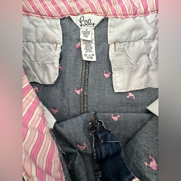 Lilly Pulitzer Denim Skirt Pink Whales Women’s Size 12 Beach Swim Resort - Picture 9 of 9